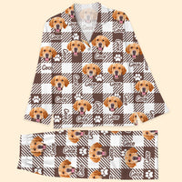 Thumbnail for Personalized Pajamas Set - Gift For Pet Lover - Checkered Pattern Pet Photo Sleepwear AB