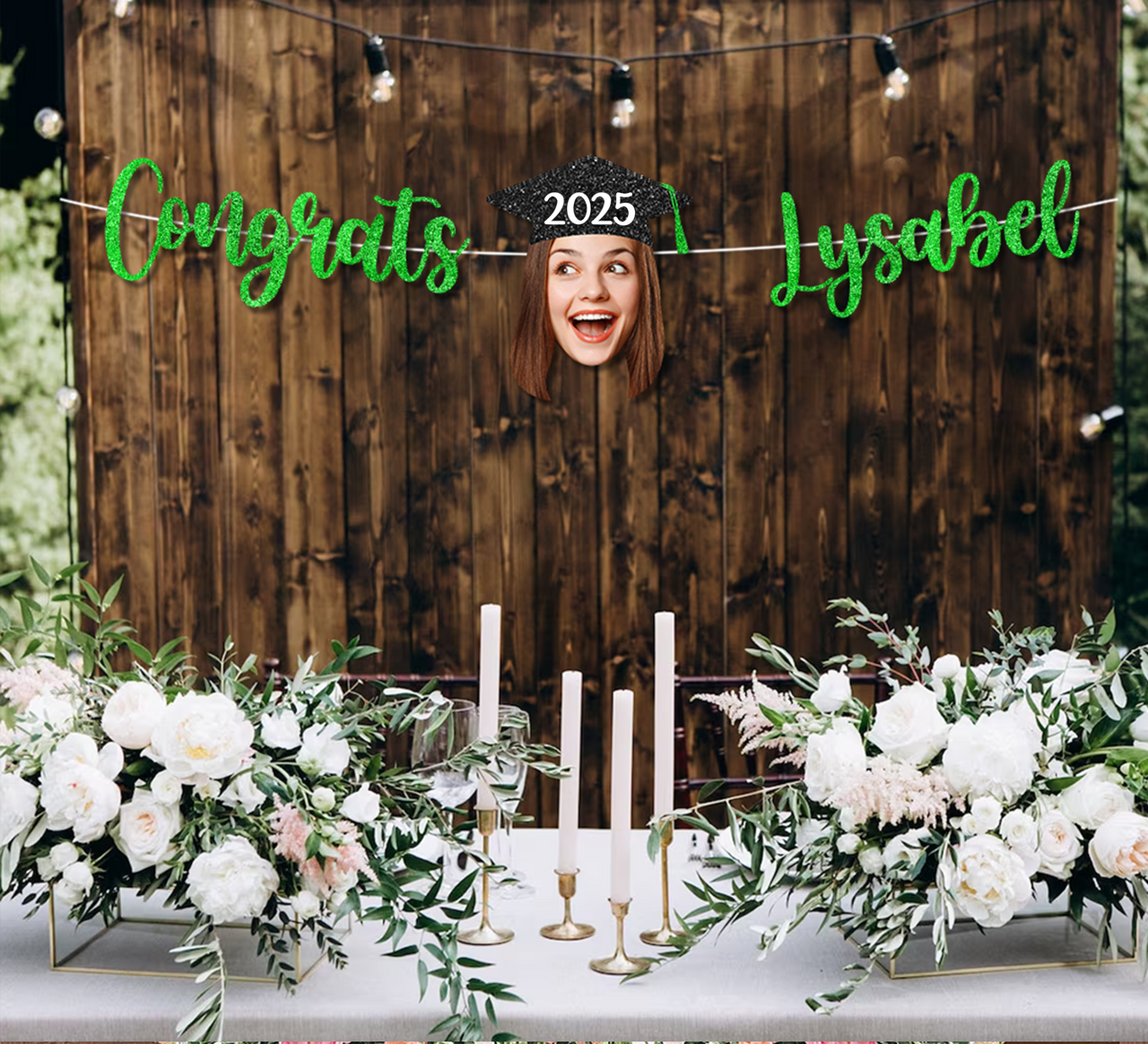 Custom Congrats With Face Photo Glitter Graduation Set Of Banners 2025, Graduation Decorations FC