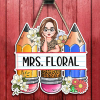Thumbnail for Custom Teacher Name Pencils Flowers Shaped Door Sign, Gift For Teacher AE