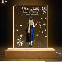 Thumbnail for Custom Happy Graduation 3D LED Light With Rectangular Wooden Base, Graduation Gift
