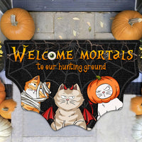 Thumbnail for Personalized Spider Web Shaped Doormat - Halloween Gift For Cat Lover - Cats Are Waiting, Spiders Are Hungry AB