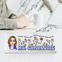 Thumbnail for Personalized Teach Them Love Them Acrylic Desk Name Plate, Teacher Gift AI