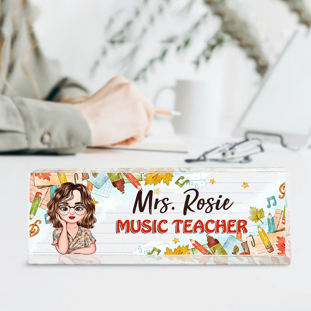 Custom Happy Teacher Name Acrylic Desk Name Plate, Gift For Teacher AI