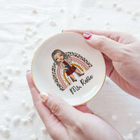Thumbnail for Custom Rainbow Teacher Name Round Jewelry Ring Dish, Jewelry Tray, Gift For Teacher Trang的产品