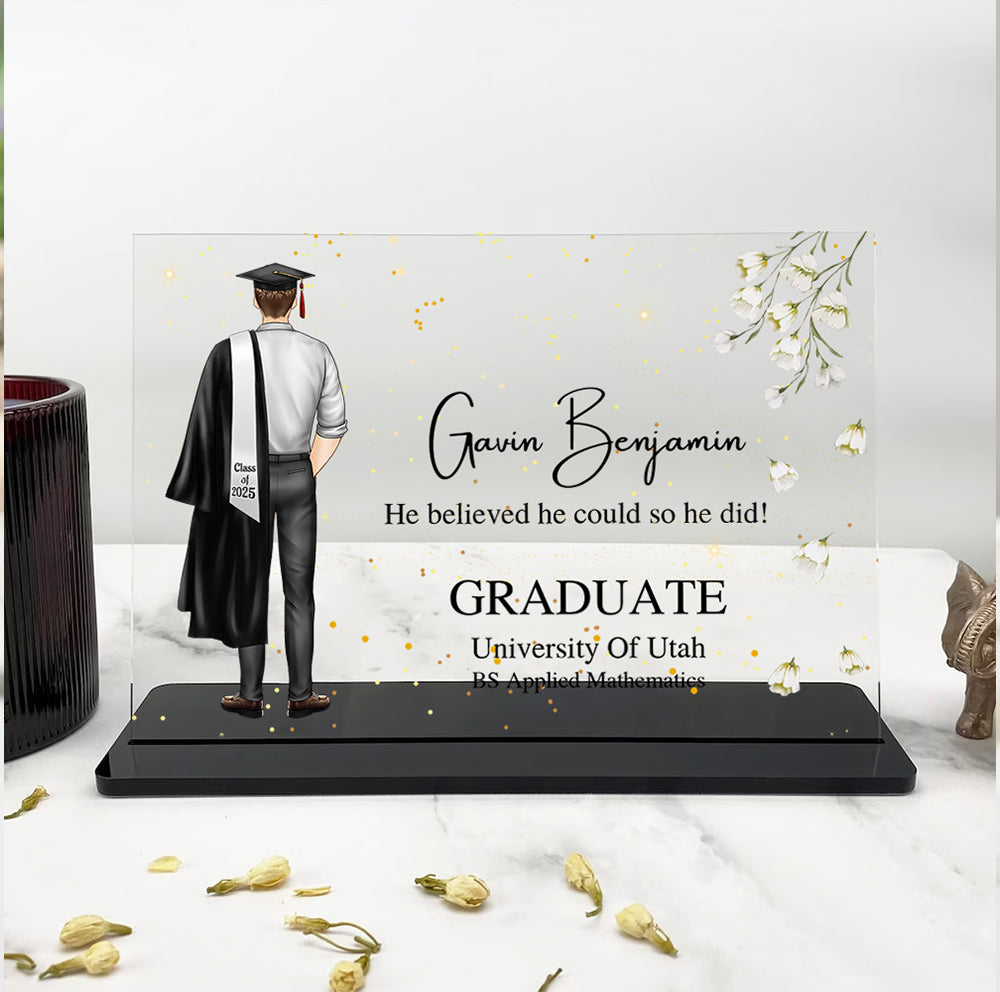 Custom Class of 2024 Graduate Acrylic Plaque With Black Stand, Graduation Gift FC