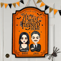Thumbnail for Personalized Shaped Door Sign - Halloween Gift For Couple - Home Sweet Haunted Home AE