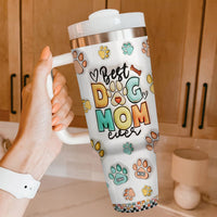 Thumbnail for Personalized 40oz Tumbler With Handle and Straw Lid - Gift For Pet Lovers - Best Dog Mom Ever Yoycol