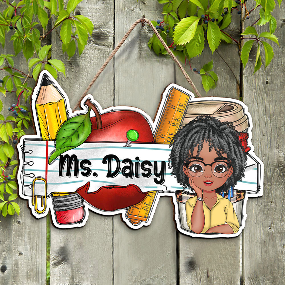 Custom Smiling Teacher Name Shaped Door Sign, Classroom Decorations JSDS- AE