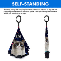 Thumbnail for Custom Galaxy Dog Cat Photo With Name Windproof Reverse Upside Down C-Handle Double Layer Umbrella, Pet Lover Gift JonxiFon