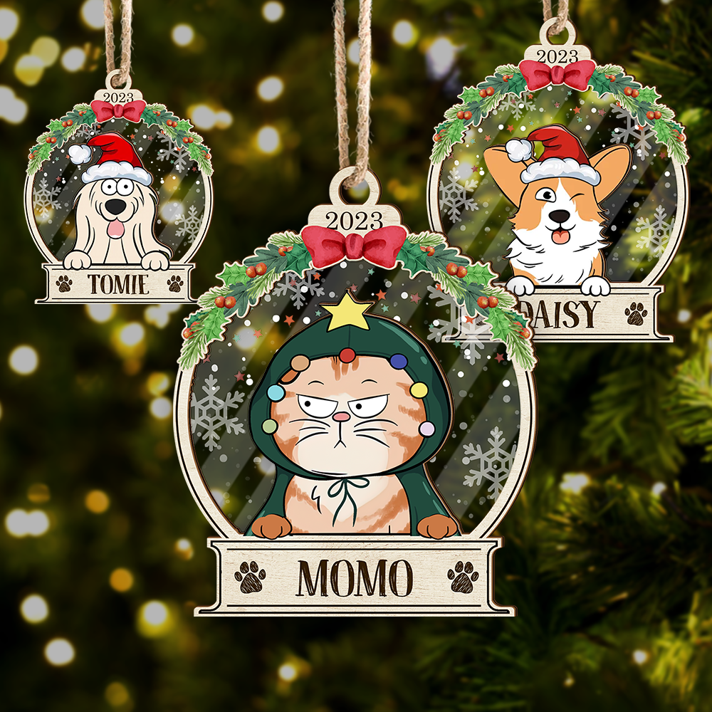 Personalized Acrylic Ornament - Christmas Gift For Pet Lovers - Funny Dog Cat With Name AC