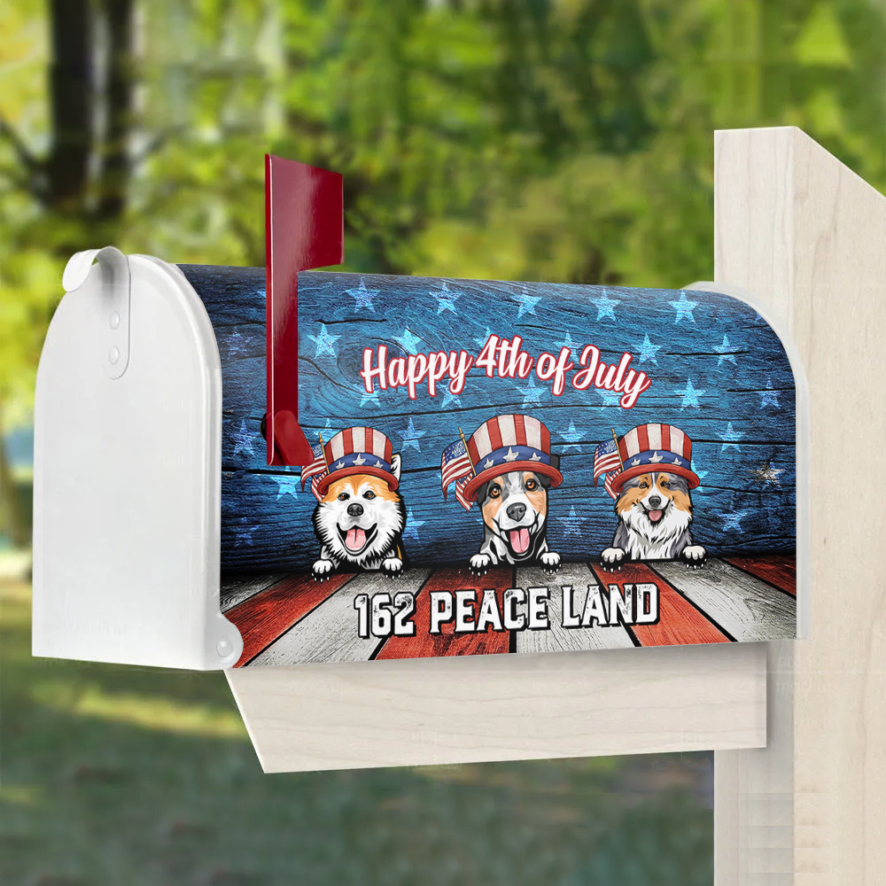 Personalized Patriotic Welcome to our home Dog cat Mailbox Decal, Gift for Dog Lover AF