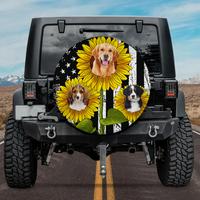 Thumbnail for Personalize Pet Photo American Flag Sunflower Spare Tire Cover, Gift For Dog Cat Lovers FC