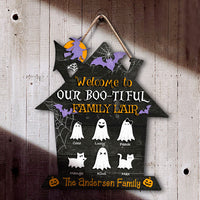 Thumbnail for Personalized Shaped Door Sign - Halloween Gift For Family - Welcome To Our Boo-tiful Family Lair AE