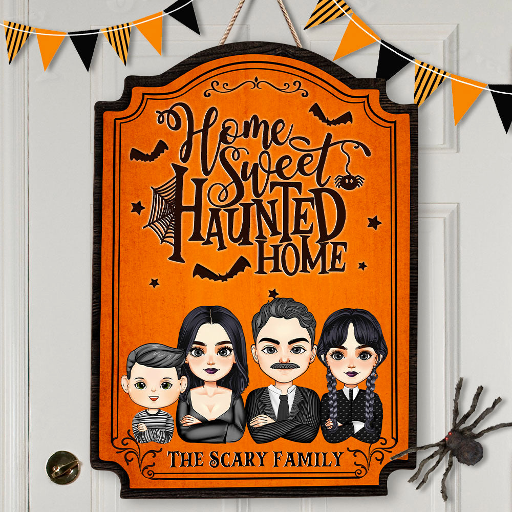 Personalized Shaped Door Sign - Halloween Gift For Family - Home Sweet Haunted Home AE