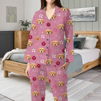 Thumbnail for Personalized Pajamas Set - Gift For Pet Lover - Retro Flower Pet Photo Sleepwear AB