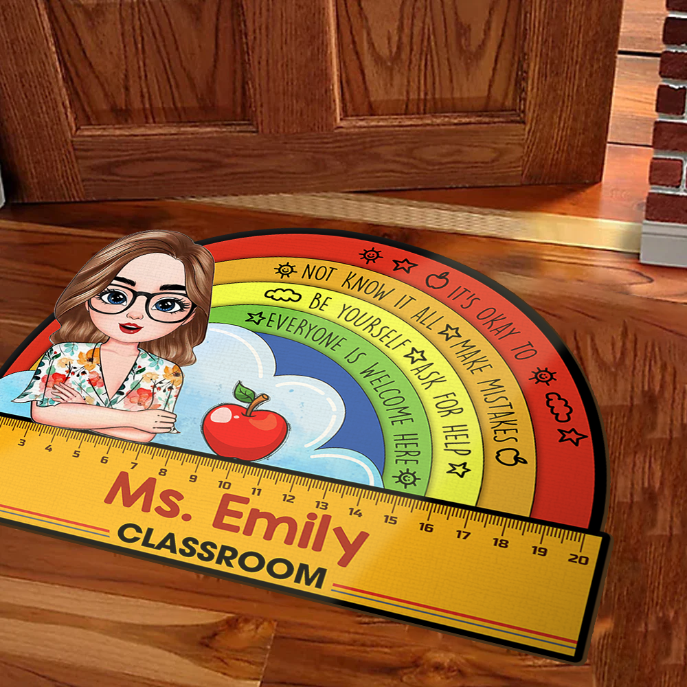 Personalized Classroom Teacher Welcome Doormat, Back To School Gift For Teacher AB