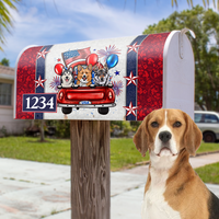Thumbnail for Personalized Dog Cat America Truck Mailbox Cover, Memorial Day Decoration FC