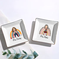 Thumbnail for Custom Rainbow Teacher Name Jewelry Ring Dish, Jewelry Tray, Gift For Teacher Trang的产品