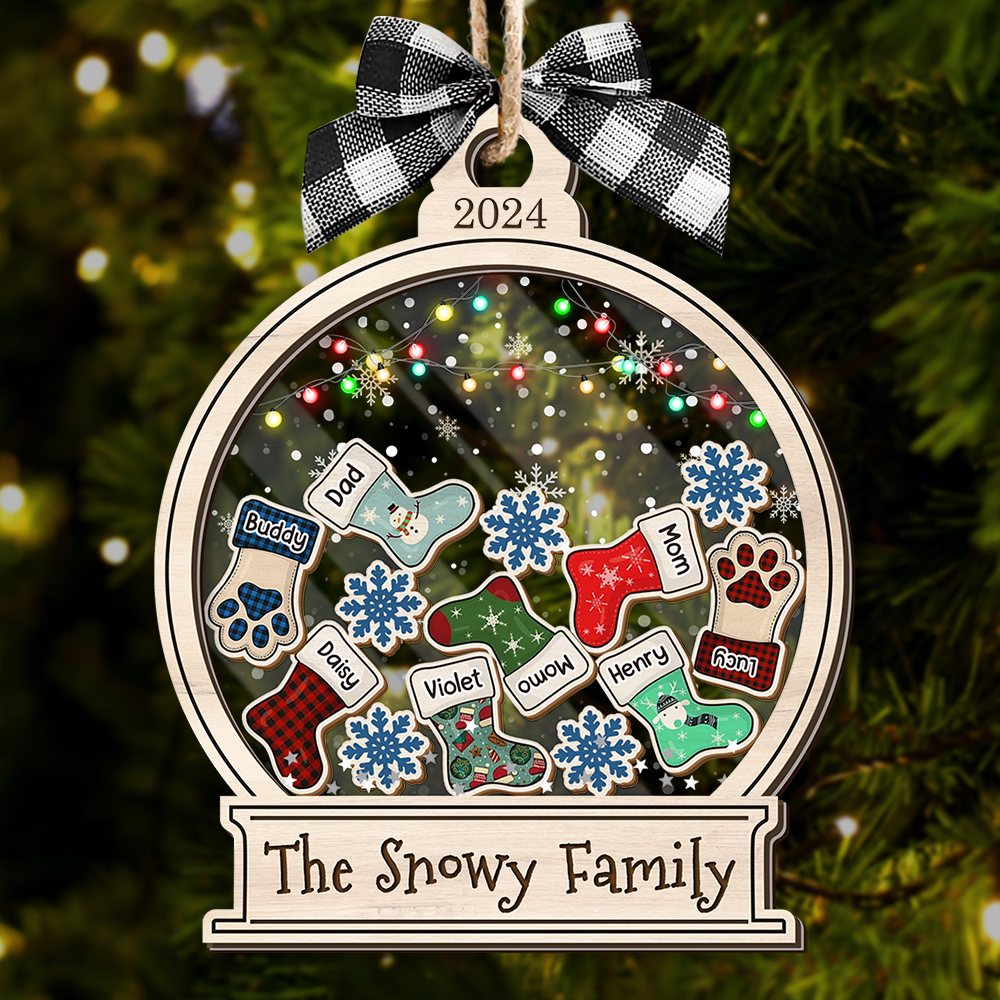 Personalized Shaker Ornament - Christmas Gift For Family - Colorful Family Stockings FC