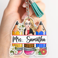 Thumbnail for Custom Teacher Name Pencil Shaped Acrylic Keychain, Gift For Teacher JonxiFon