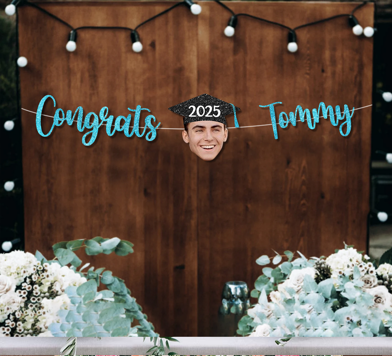Custom Congrats With Face Photo Glitter Graduation Set Of Banners 2025, Graduation Decorations FC