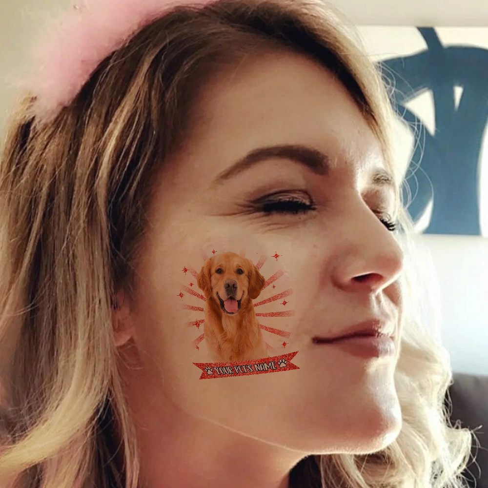 Personalized Funny Pet Photo Glitter Temporary Tattoos, DIY Gift For Dog Cat Lovers JonxiFon