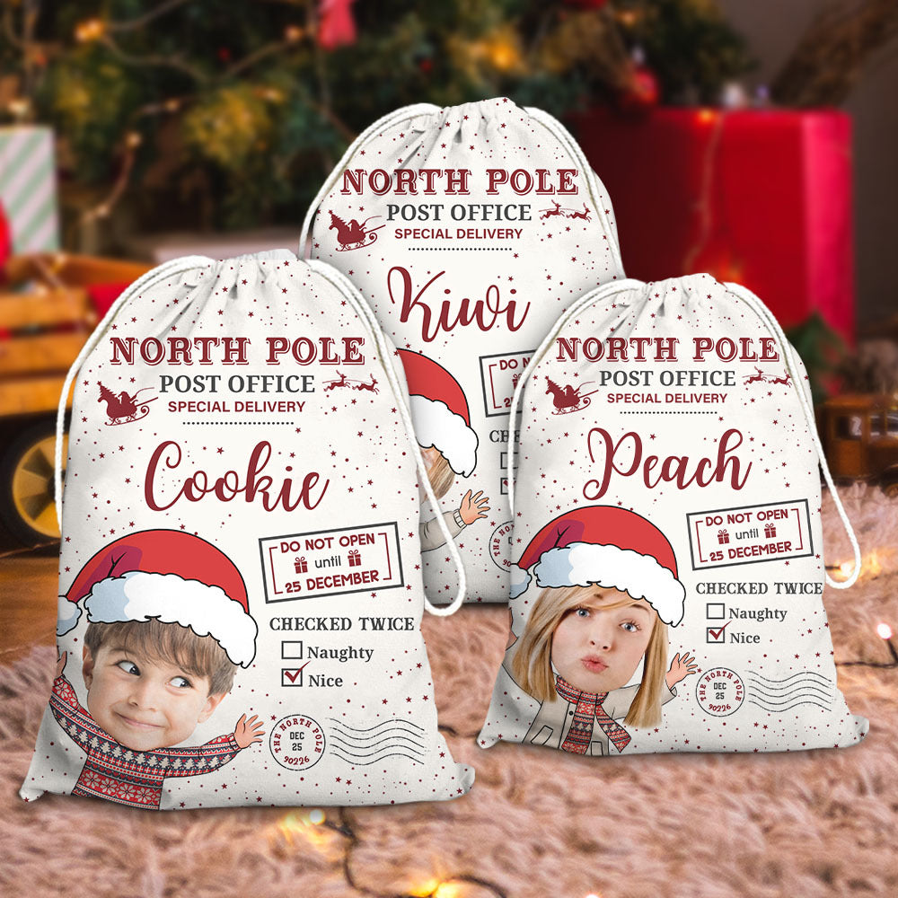 Personalized Santa Sack - Christmas Gift For Family - Funny Family Face Photo AB