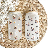 Thumbnail for Custom Photo Face Glass Bottle/Frosted Bottle With Lid & Straw, Pet Lover Gift AF