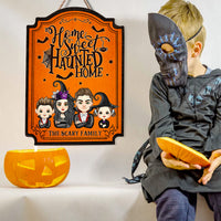 Thumbnail for Personalized Shaped Door Sign - Halloween Gift For Family - Home Sweet Haunted Home AE