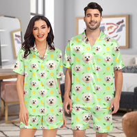 Thumbnail for Personalized Pet Face Cutout Men and Women Short Pajamas Set, Best Sleepwear For Pet Lovers AB