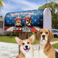 Thumbnail for Personalized Patriotic Welcome to our home Dog cat Mailbox Decal, Gift for Dog Lover AF