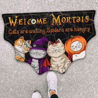 Thumbnail for Personalized Spider Web Shaped Doormat - Halloween Gift For Cat Lover - Cats Are Waiting, Spiders Are Hungry AB