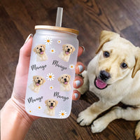 Thumbnail for Personalized Glass Bottle/Frosted Bottle With Lid & Straw - Gift For Pet Lovers - Funny Dog Cat Photo AF