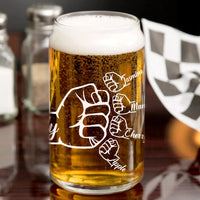 Thumbnail for Custom Dad Name Fist Bump Beer Glass Bottle, Gift For Dad & Grandpa AF