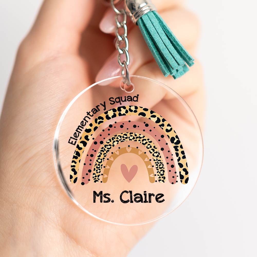 Personalized Grade Squad Teacher Team Clear Acrylic Tassels Key Chain JonxiFon
