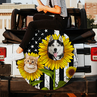 Thumbnail for Personalize Pet Photo American Flag Sunflower Spare Tire Cover, Gift For Dog Cat Lovers FC