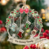 Thumbnail for Personalized Wooden & Acrylic Layered Ornament - Christmas Gift For Family - Members' Names Christmas Stockings AC