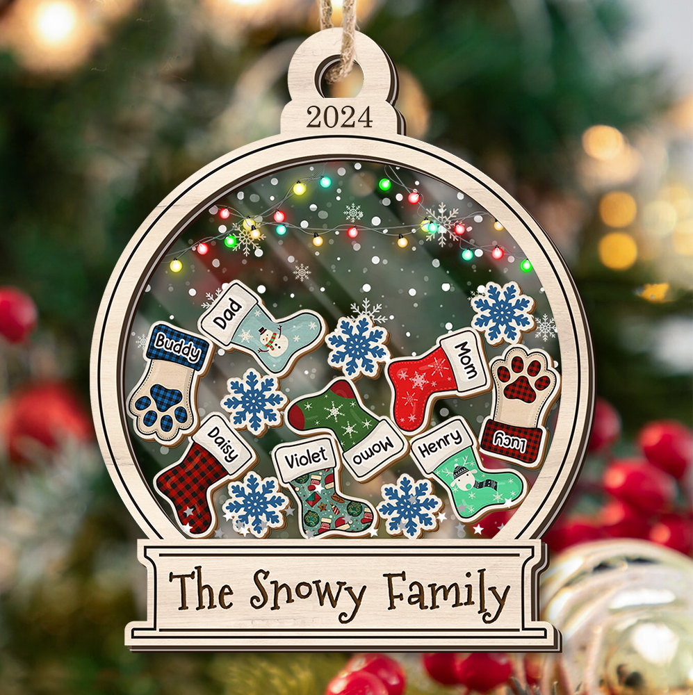 Personalized Shaker Ornament - Christmas Gift For Family - Colorful Family Stockings FC