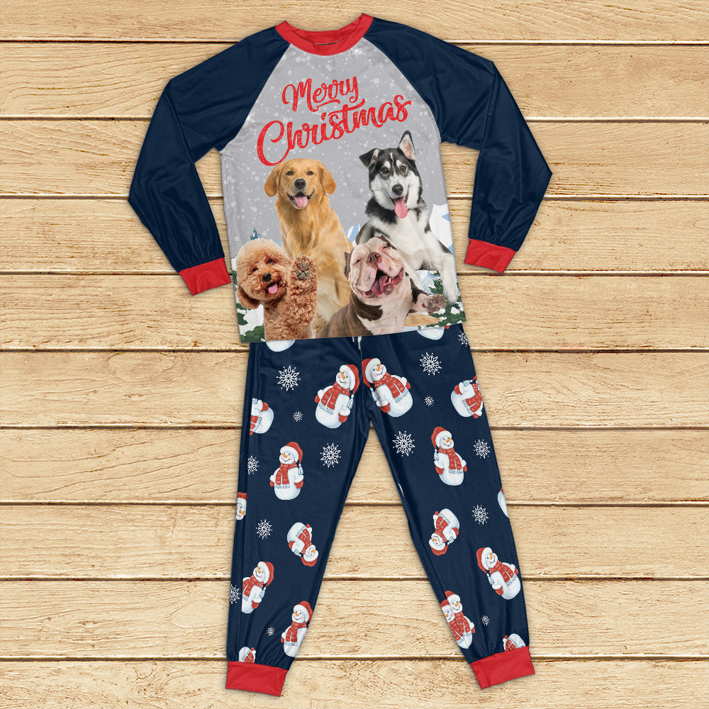 Personalized Raglan Pajamas Set - Christmas Gift For Pet Lovers - Snowman Pattern Merchize