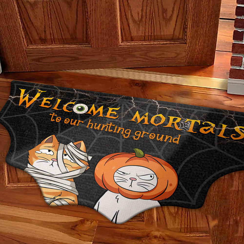 Personalized Spider Web Shaped Doormat - Halloween Gift For Cat Lover - Cats Are Waiting, Spiders Are Hungry AB