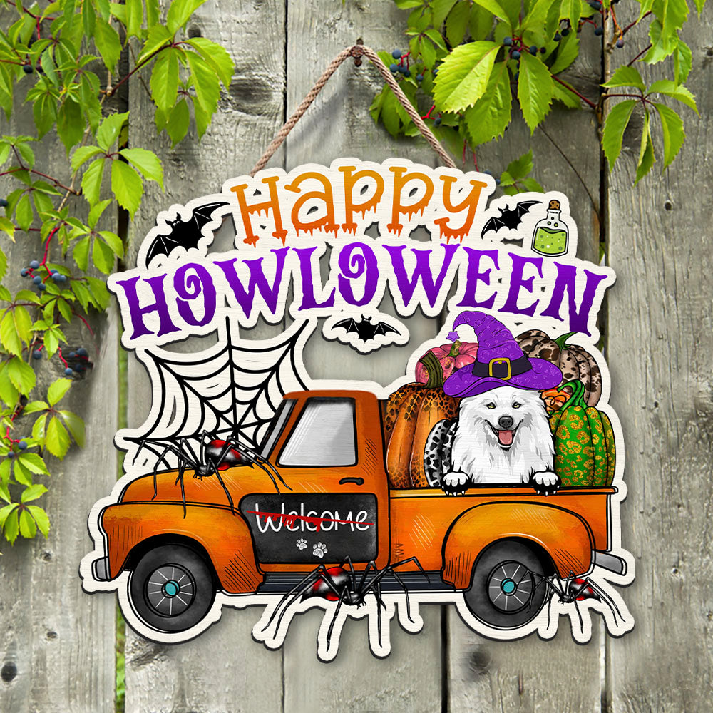 Personalized Shaped Doorsign- Gift For Dog Lovers- Happy Howloween Witched Dogs AE