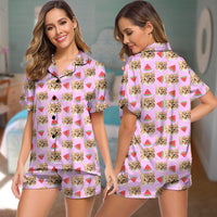 Thumbnail for Personalized Pet Face Cutout Men and Women Short Pajamas Set, Best Sleepwear For Pet Lovers AB