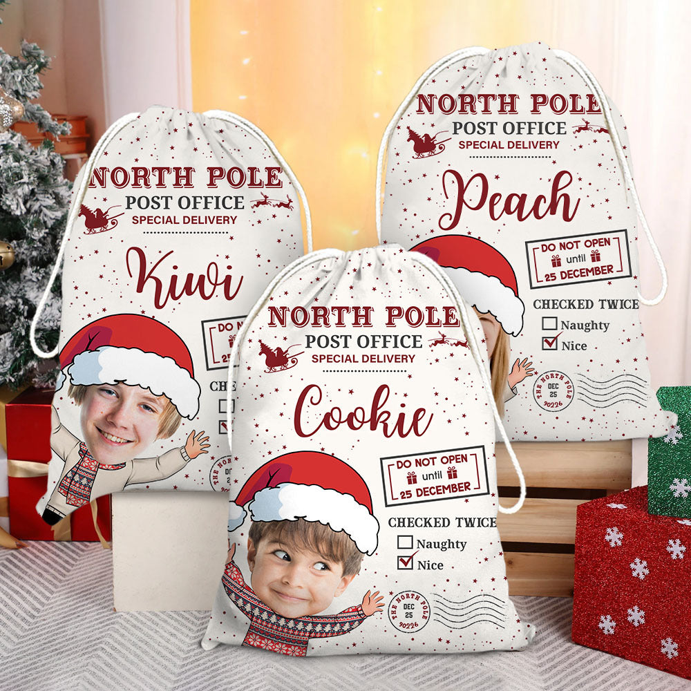 Personalized Santa Sack - Christmas Gift For Family - Funny Family Face Photo AB