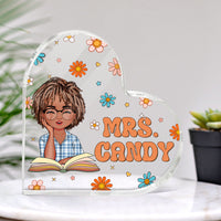 Thumbnail for Custom Name With Flowers Retro Magic Heart Shaped Acrylic Plaque, Gift For Her AA
