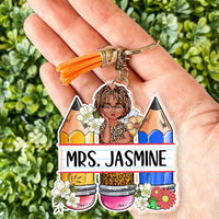 Thumbnail for Custom Teacher Name Pencil Shaped Acrylic Keychain, Gift For Teacher JonxiFon