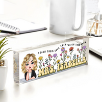 Thumbnail for Personalized Teach Them Love Them Acrylic Desk Name Plate, Teacher Gift AI