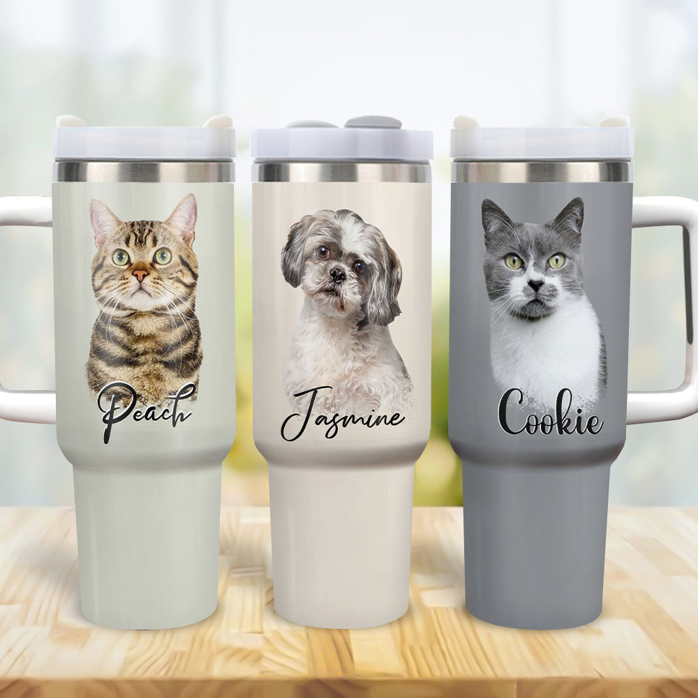 Personalized 40oz Tumbler - Gift For Pet Lovers - Dog Cat Portrait Photo Yoycol