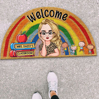 Thumbnail for Custom Welcome Teacher Rainbow Shaped Doormat, Gift For Teacher AB