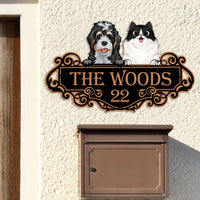 Thumbnail for Personalized Metal Sign - Gift For Pet Lover - Colorful  Dog Cat Address Sign JonxiFon