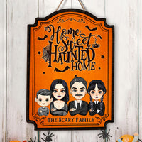 Thumbnail for Personalized Shaped Door Sign - Halloween Gift For Family - Home Sweet Haunted Home AE